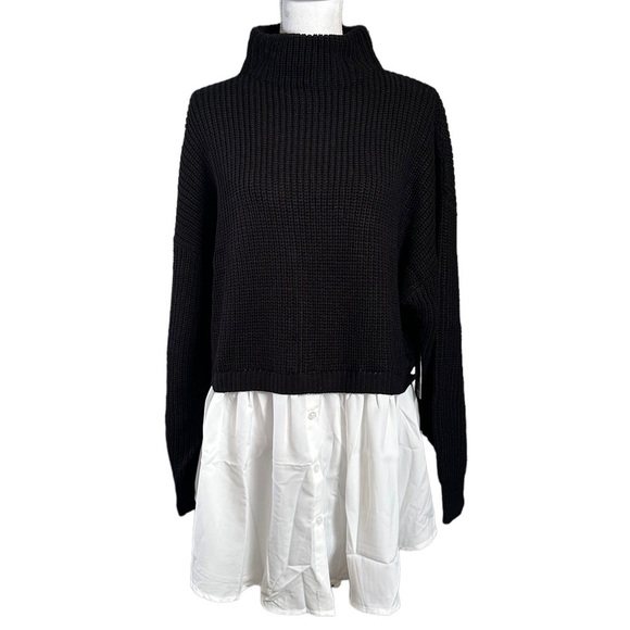 Eloquii Black White Twofer Skirted Sweater Size 18/20 - Picture 4 of 17